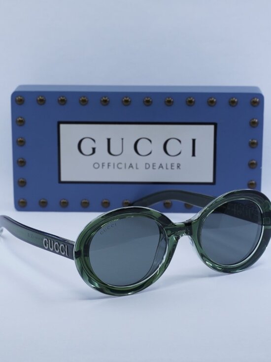 Gucci GG1722SA 005 Round Sunglasses - Transparent Dark Green\\Smoke main image 6